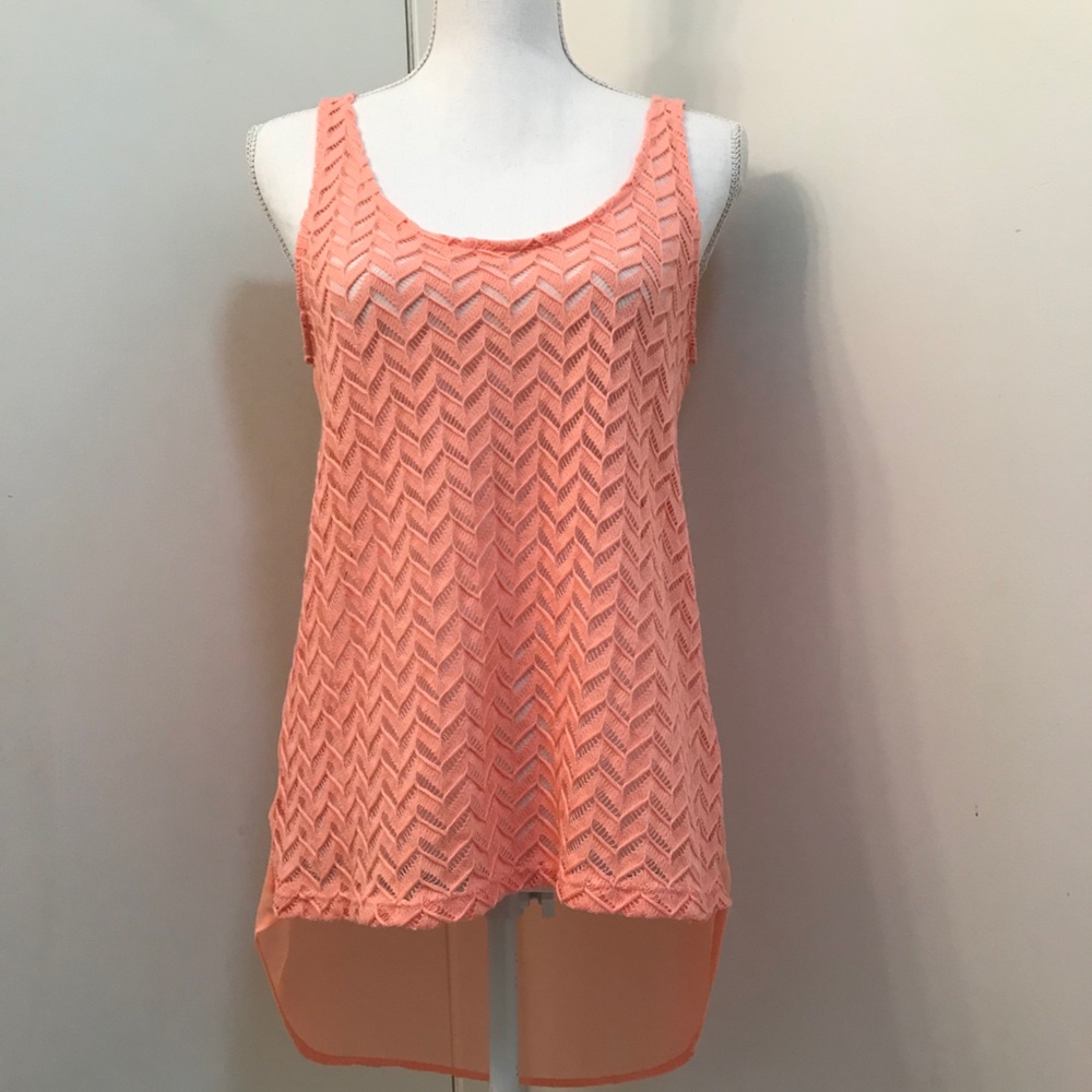 Day trip apricot chevron high low tank top